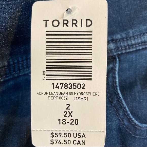 TORRID Sz  2 (2x) Crop Lean Mid Wash Jeans NWT - Picture 8 of 8